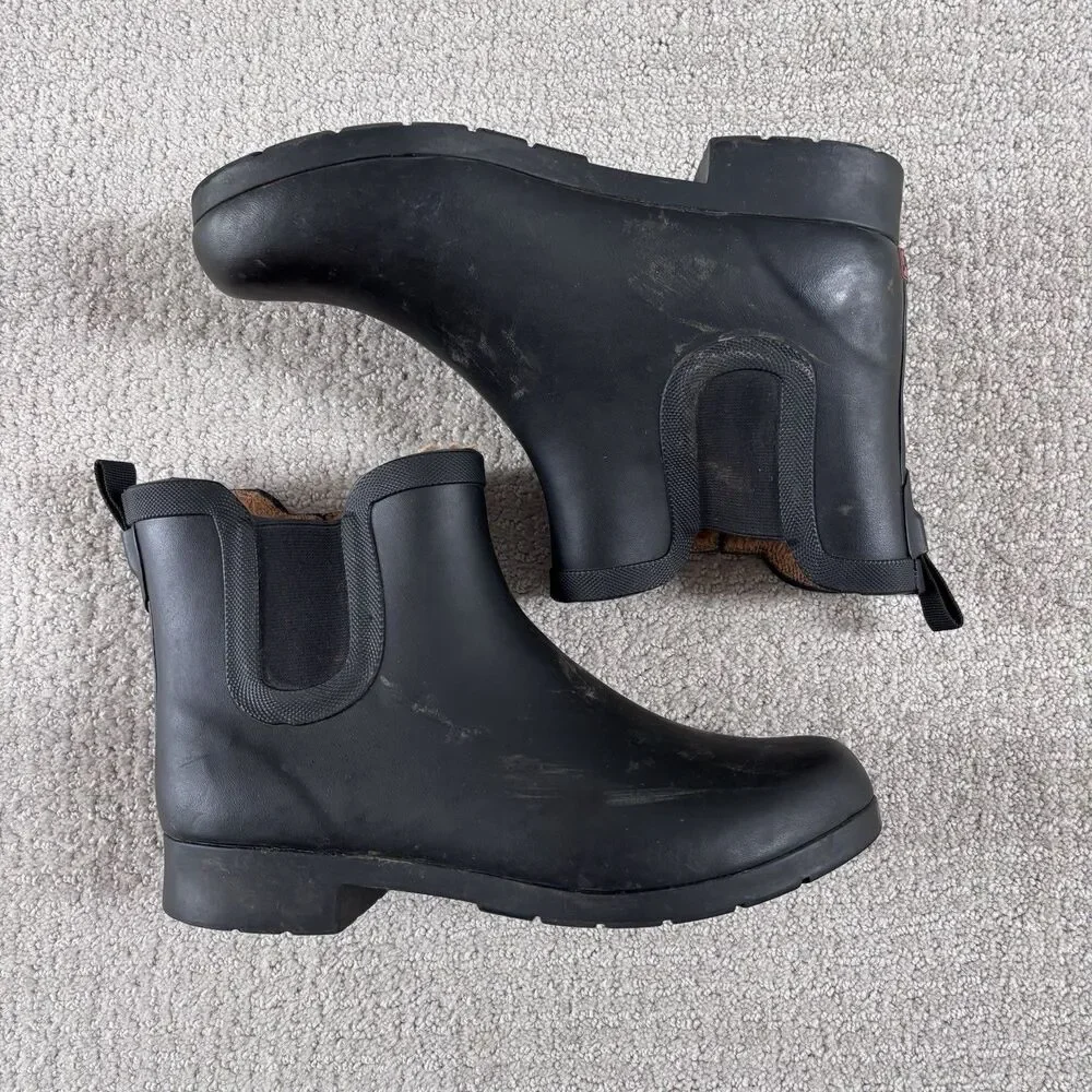 Chooka Women’s Size 9 Waterproof Black Chelsea Rain Boot Plush Lined Faux Fur